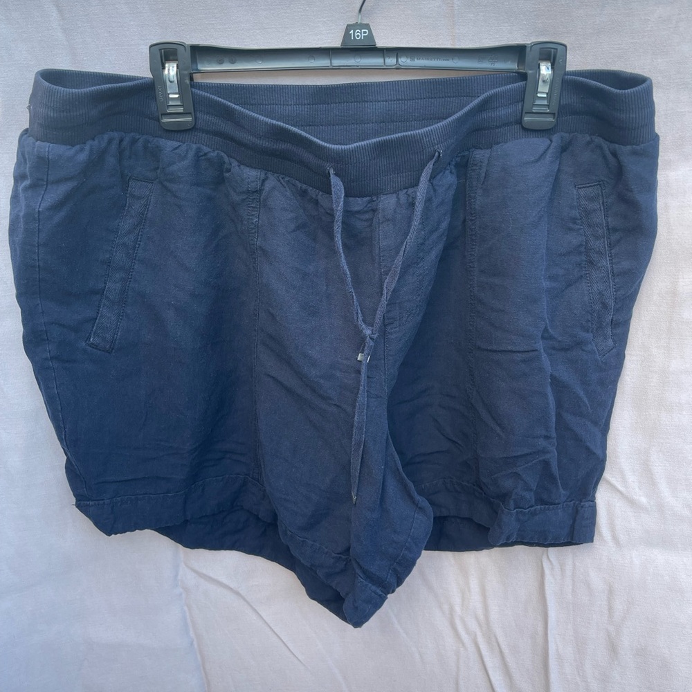 Lane Bryant Blue Cargo Shorts Elastic Waistband Relaxed Fit